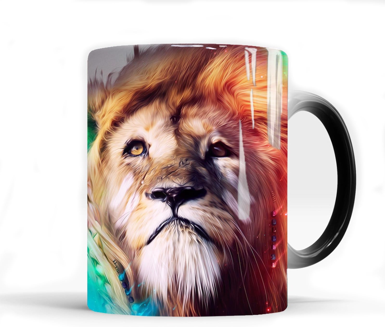 Heat Changing Coffee Mug, Lion Heat Sensitive Color Changing Mug Cup, 11 Ounce Funny Ceramic Morning Coffee Mugs Cool Mug for Men