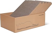 FUKUMARU Ex-Large Cat Scratcher Box with 5 Reversible Cardboard Pads - 11.4" Wide for Big Cats, Furniture Protector
