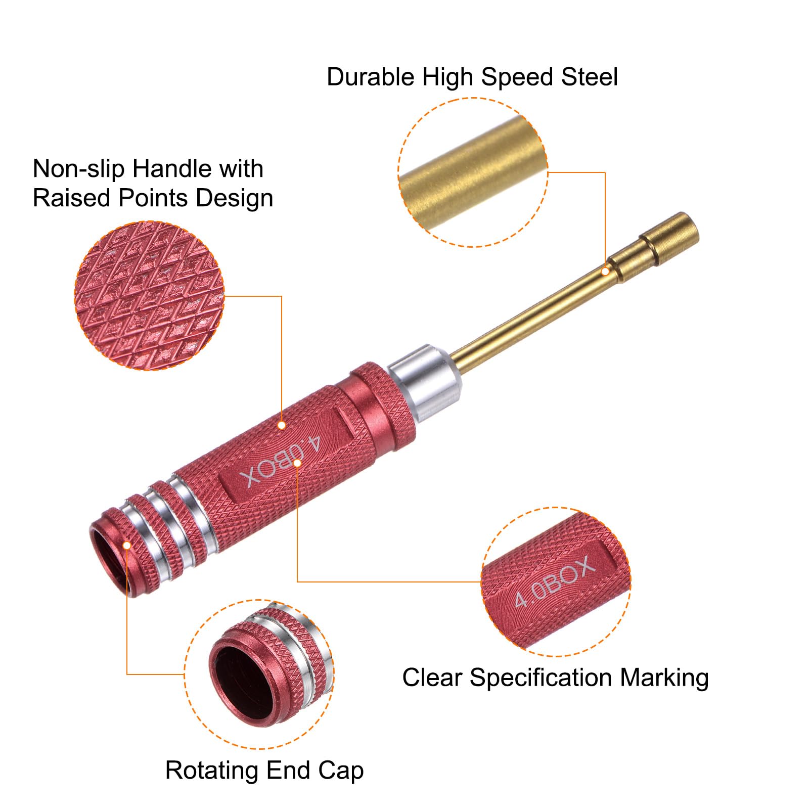 Sourcing Map Set di 7 attrezzi RC, cacciavite esagonale da 0,03 pollici 1,5 mm 2,0 mm presa dado 4,0 mm 5,0 mm 5,5 mm Phillips 2,0 mm strumento di riparazione driver in titanio per modelli auto