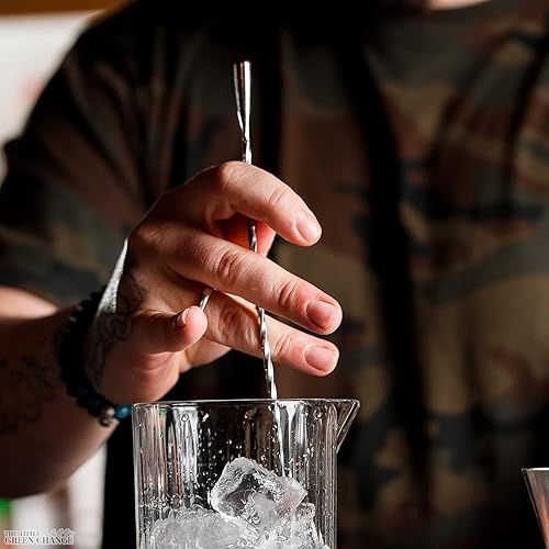 Miniatura 6 de Juego de 4 cucharas de metal para mezclar bebidas de 12 pulgadas, cuchara de cóctel, cuchara de barra de mango largo, cucharas de barra de acero
