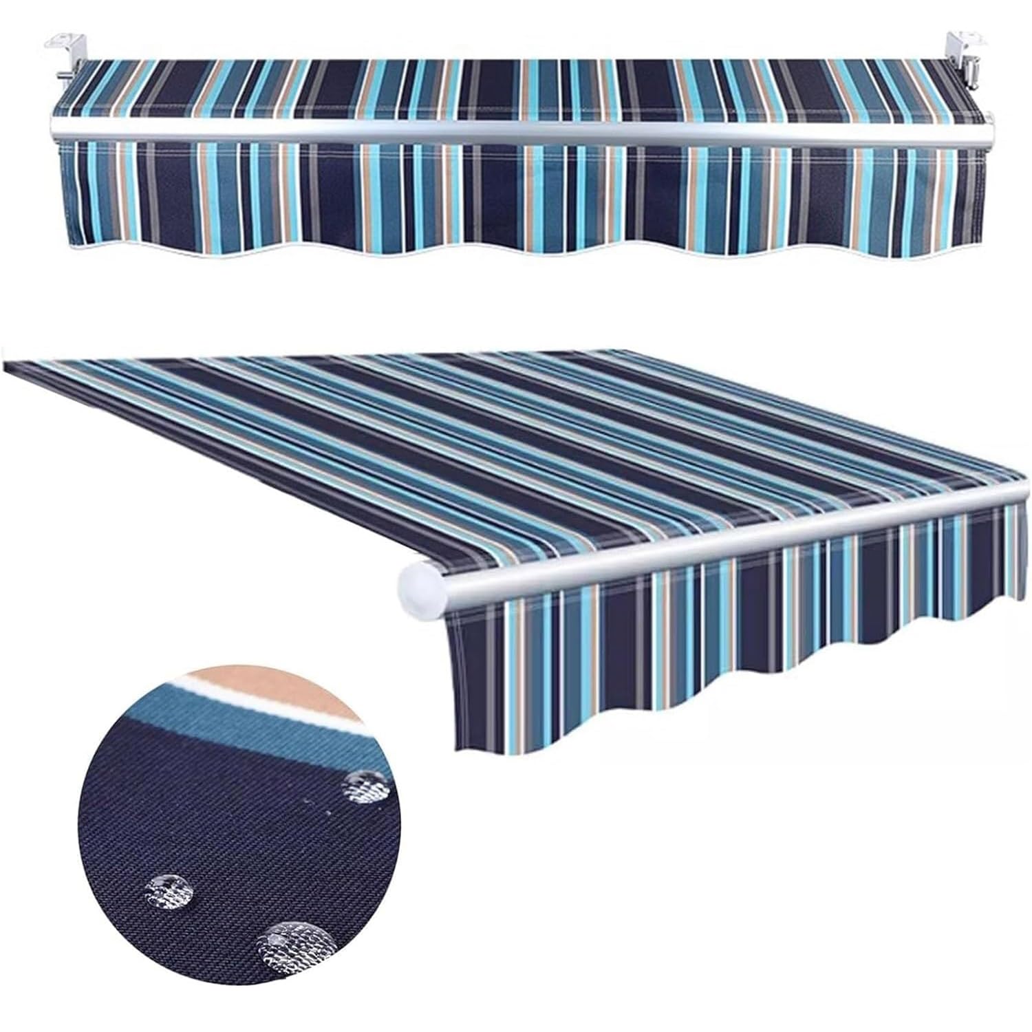 Retractable Patio Awning Replacement Fabric Waterproof Many sizes Shade Sun Shade Awning Cover Outdoor Patio Canopy Sunsetter Deck Awnings Polyester,Frameless ( Color : L X W , Size : (10x8.2ft) 3x2.5