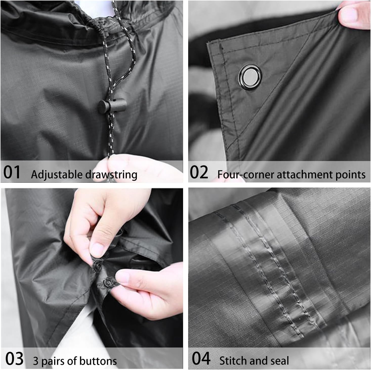 Waterproof Lightweigh Hooded Rain Poncho Raincoat Jacket for Men Women Rain Coat with Pocket Adult Outdoor Hiking - Image 5