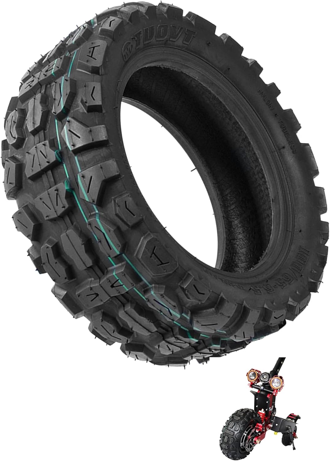 100/65-6.5 Heavy Duty Off-Road Tubeless Tire for Electric Scooters - 11" Wide, Deep Tread, Puncture Resistant, Compatible with INXING, Dualtron, VSETT, Zero 11X, ULTRON, NANROBOT Scooter Tires