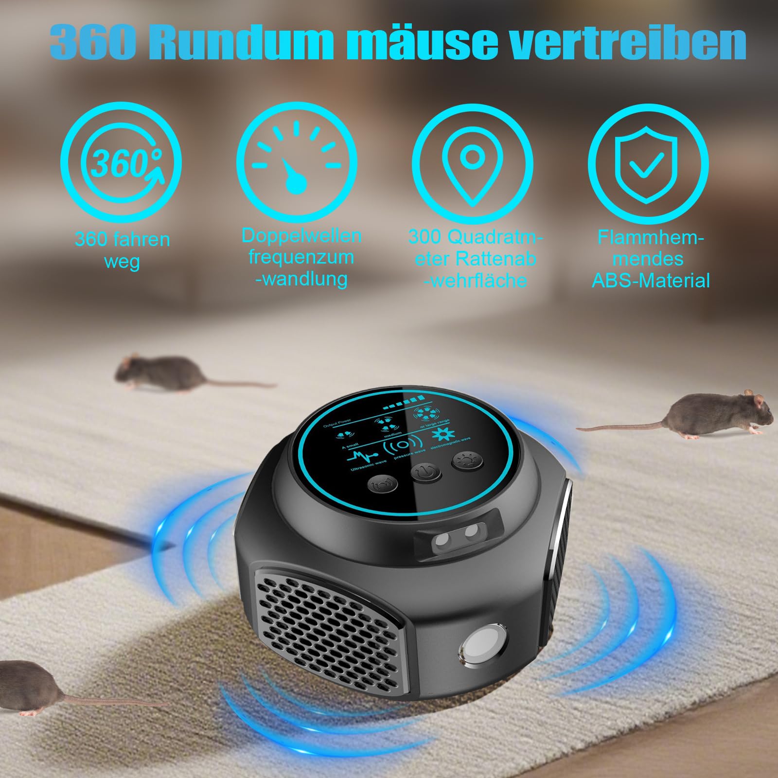 Ultraschall Maus und Ratten 360°, Ultraschall Mäuseabwehr mit Stecker, Mäuseabwehr Rattenabwehr mit Ultraschall, Ultraschall Gegen Ratten für Nagetiere, Mäuse, Eichhörnchen, Spinnen, Plötze