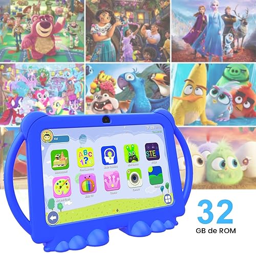 Miniatura 6 de HOTTABLET Tableta para niños de 7 pulgadas, Android 12, 4 GB de RAM, 32 GB de ROM, expansión de 512 GB, con control parental, WiFi, Bluetooth,