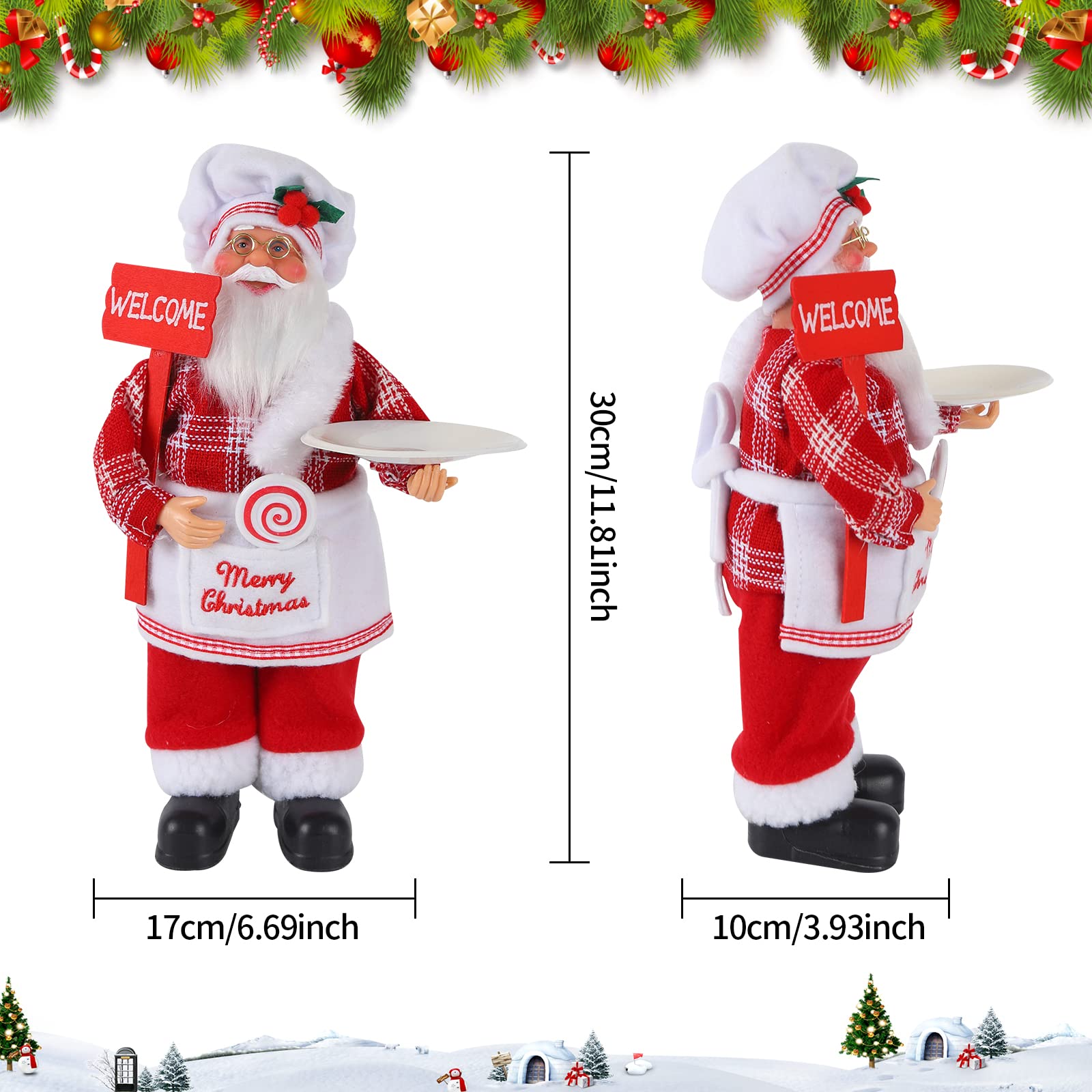 Uten Weihnachtsmann 45,7cm Santa Claus Figuren Lebensgroße Animierte