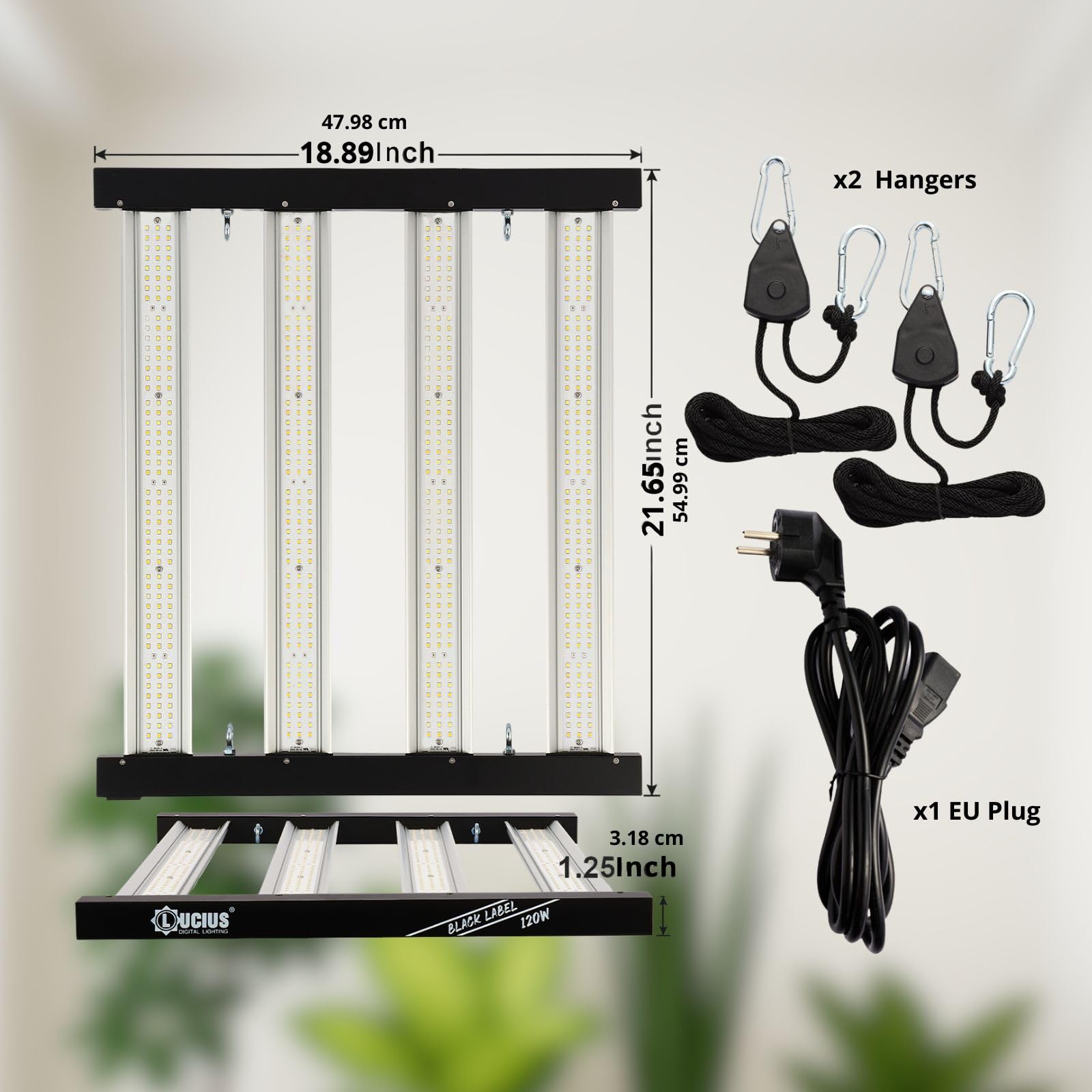 LED 120W Black Label - Luz para plantas de espectro completo – 2.9 µmol/J, Potencia Regulable, Iluminación Profesional para Cultivo Interior