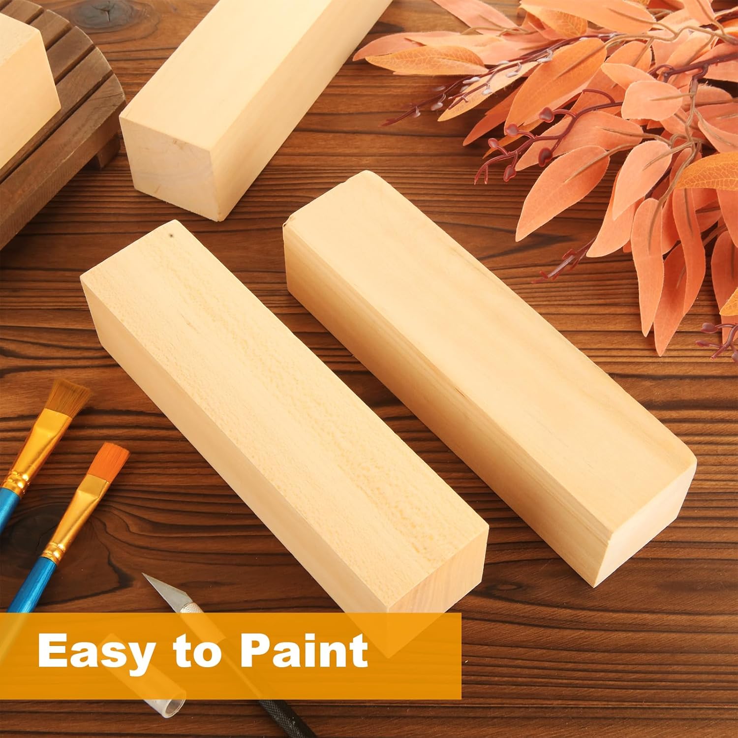 8 Pack Basswood Carving Blocks, 8x2x2 inch Unfinished Wooden Blocks for Arts, Crafts, Home, Class, Christmas DIY Supplies