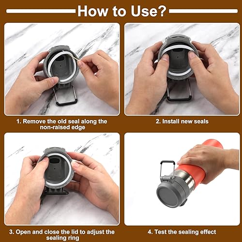 Miniatura 4 de 6 piezas de repuesto de junta para botella de agua, tapa de silicona para botella de agua, anillo de sello de goma, junta de tapa de copa de vidrio