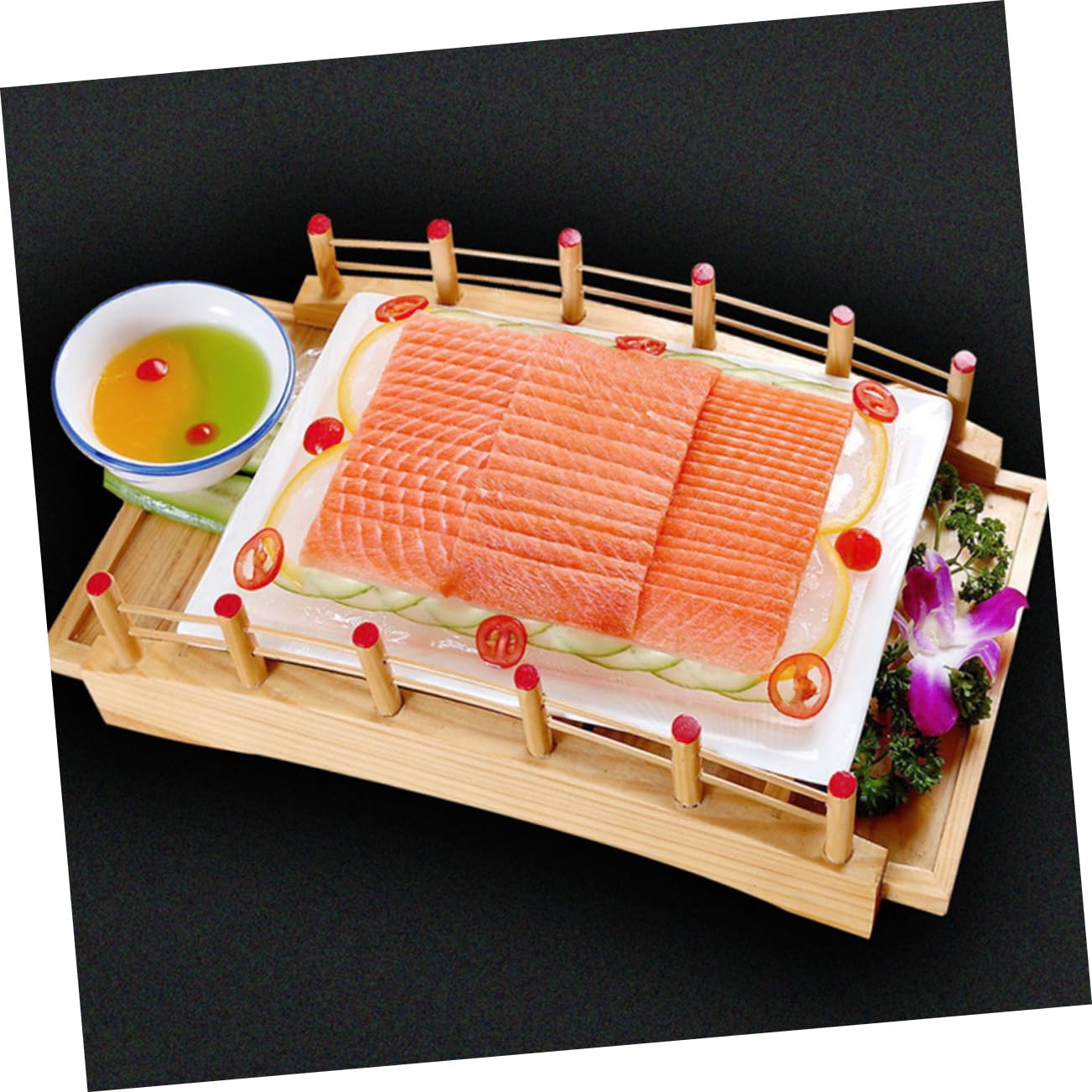 ULTECHNOVO Japanische Sushi Servierplatte mit Elegantem Bogenform Design zum Servieren von Vorspeisen und Obst für Restaurant und Zuhause