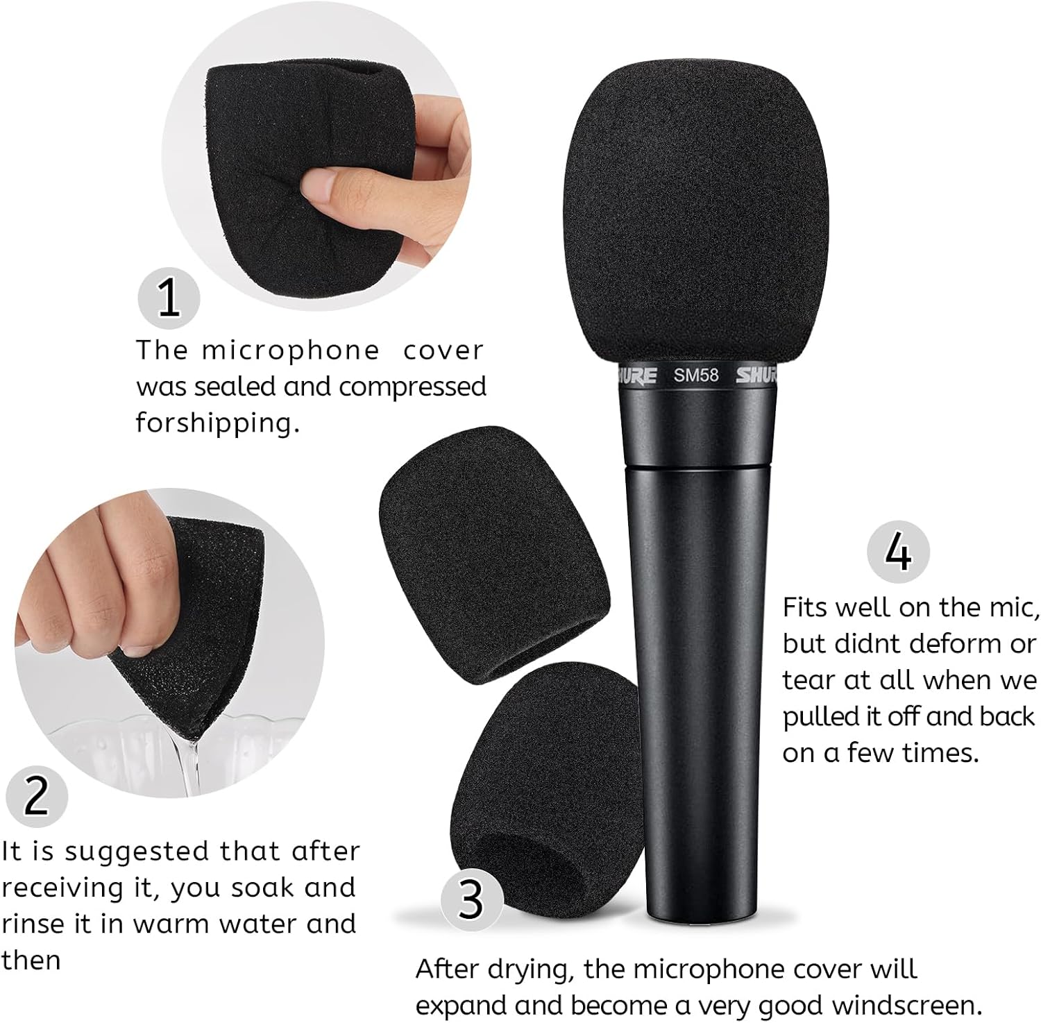 Microphone Cover, 6 Pcs Microphone Windscreen, Foam Mic Cover Suitable for SM58, E835 and Most Standard Handheld Mic - Image 3