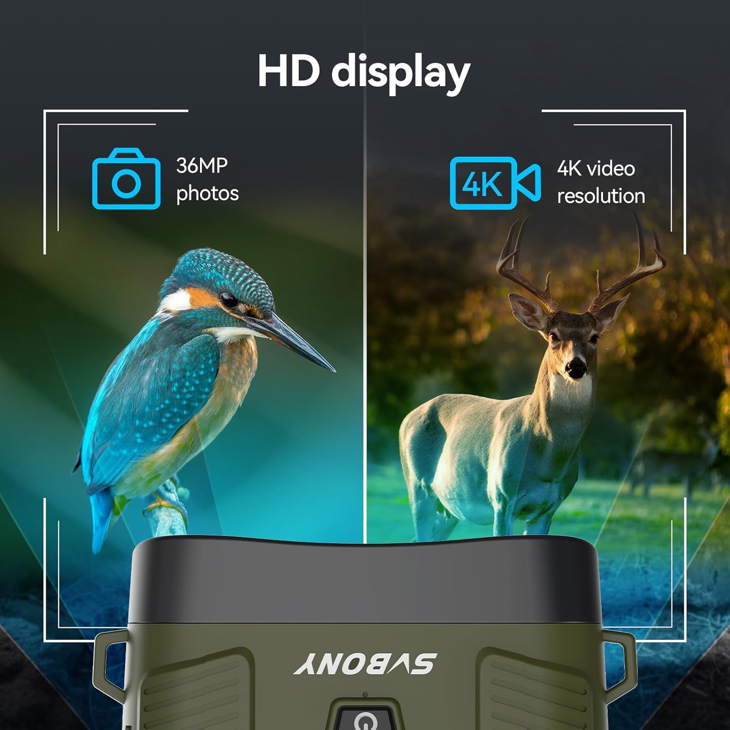 SVBONY Night Vision Goggles, 4.3" Screen Night Vision Binoculars for Adults, 4K HD IR Binoculars - 8X Digital Zoom, Rechargeable Binoculars with 32GB TF Card for Hunting & Tracking (Green) - Image 4
