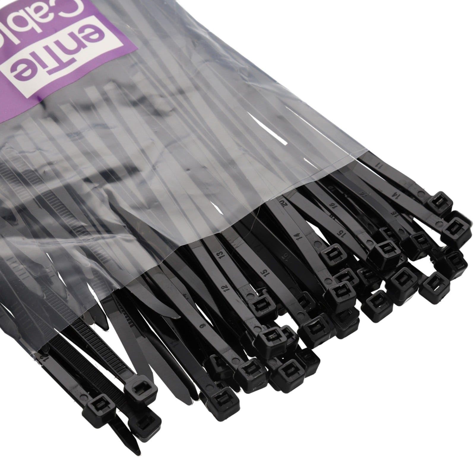 Entie Black Outdoor Cable Ties 4.8Mm X 500Mm Pa66 Water/Uv Resistant [100 Pack]