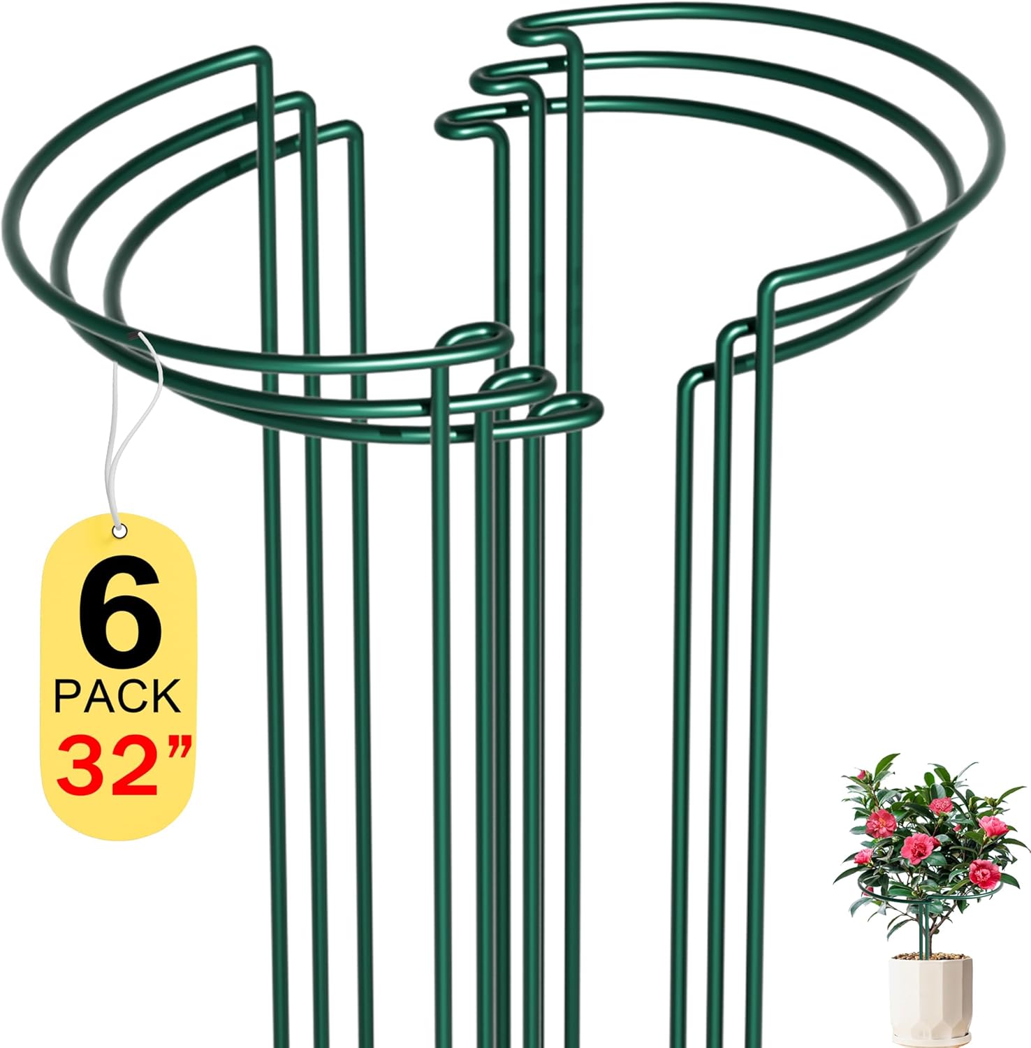SYITCUN 6 Pack Peony Cages and Supports, 14" (W) x 32"(H) Plant Support, Rust-Proof Metal Plant Support Stakes for Outdoor&Indoor Plants