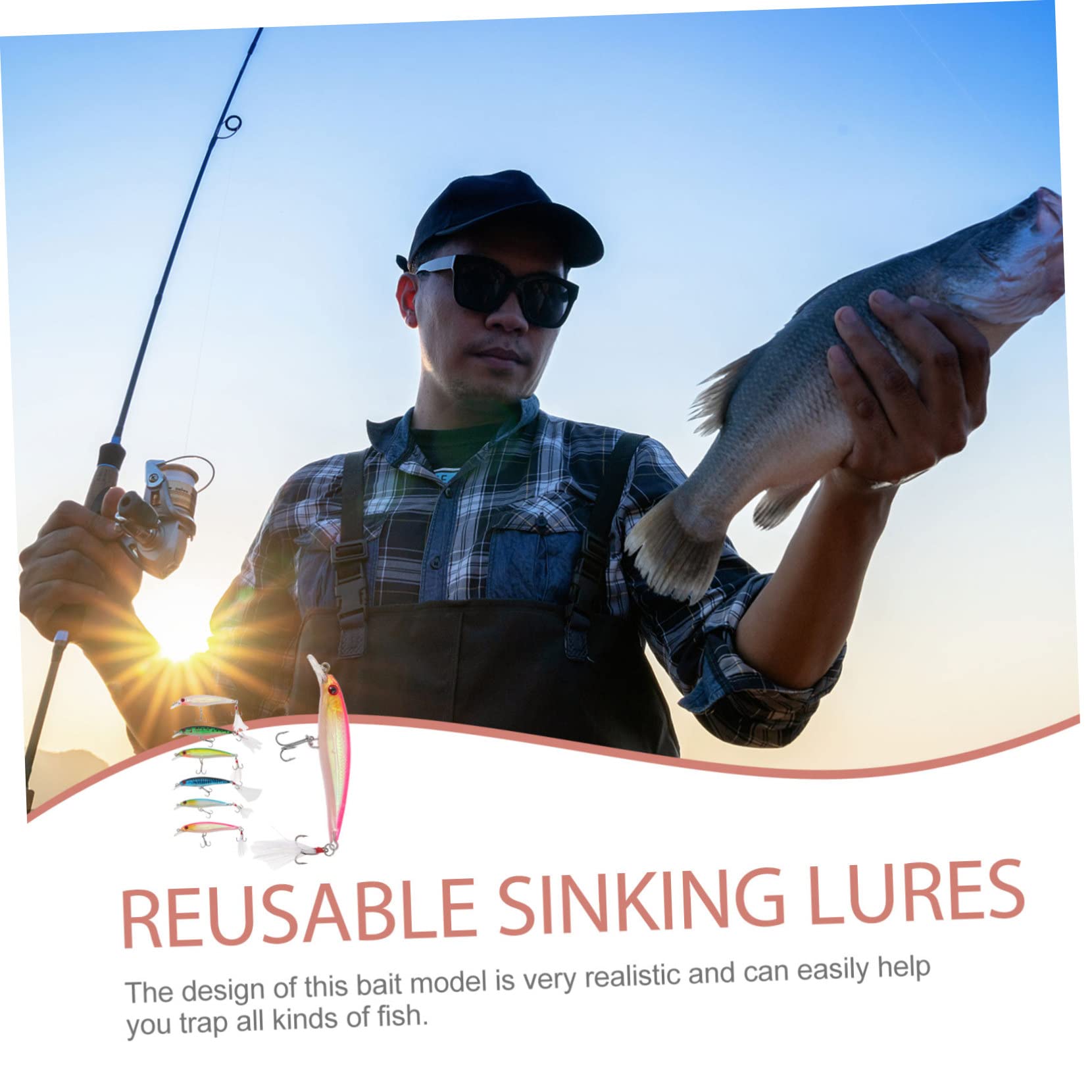Mipcase 30 Pz Esca Finta Luya Piccole Esche Affondanti Esca Dura Fornitura di Pesca Esca per Pescare Esca per Pesci in Metallo Esca per Pesciolini Piccolo ABS 8 g Artificiale Attrezzatura