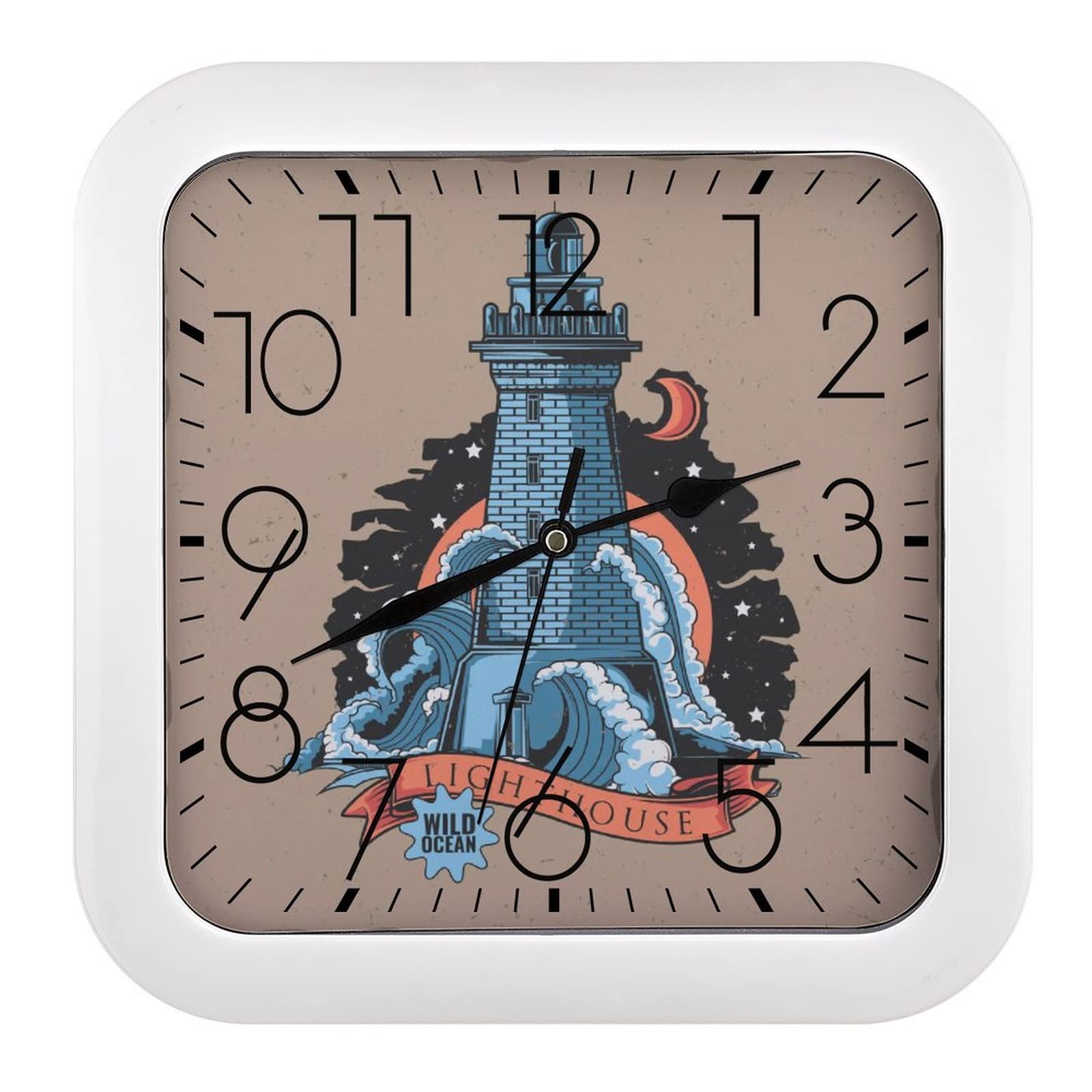 Pendule murale silencieuse lune moderne 26x26cm maison école