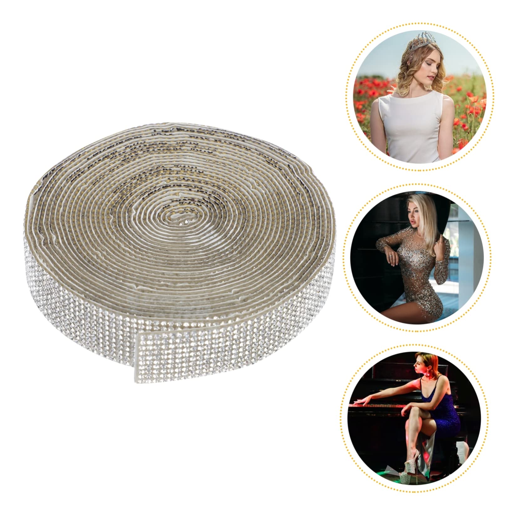 Lurrose 2stücke Selbstklebendes Strassband Yards Dekoratives Kristallbänder Für Diy-handwerk Glitter-ribbon Für Hochzeiten Partys Reihig Breit Für Dekorationen Und Accessoires