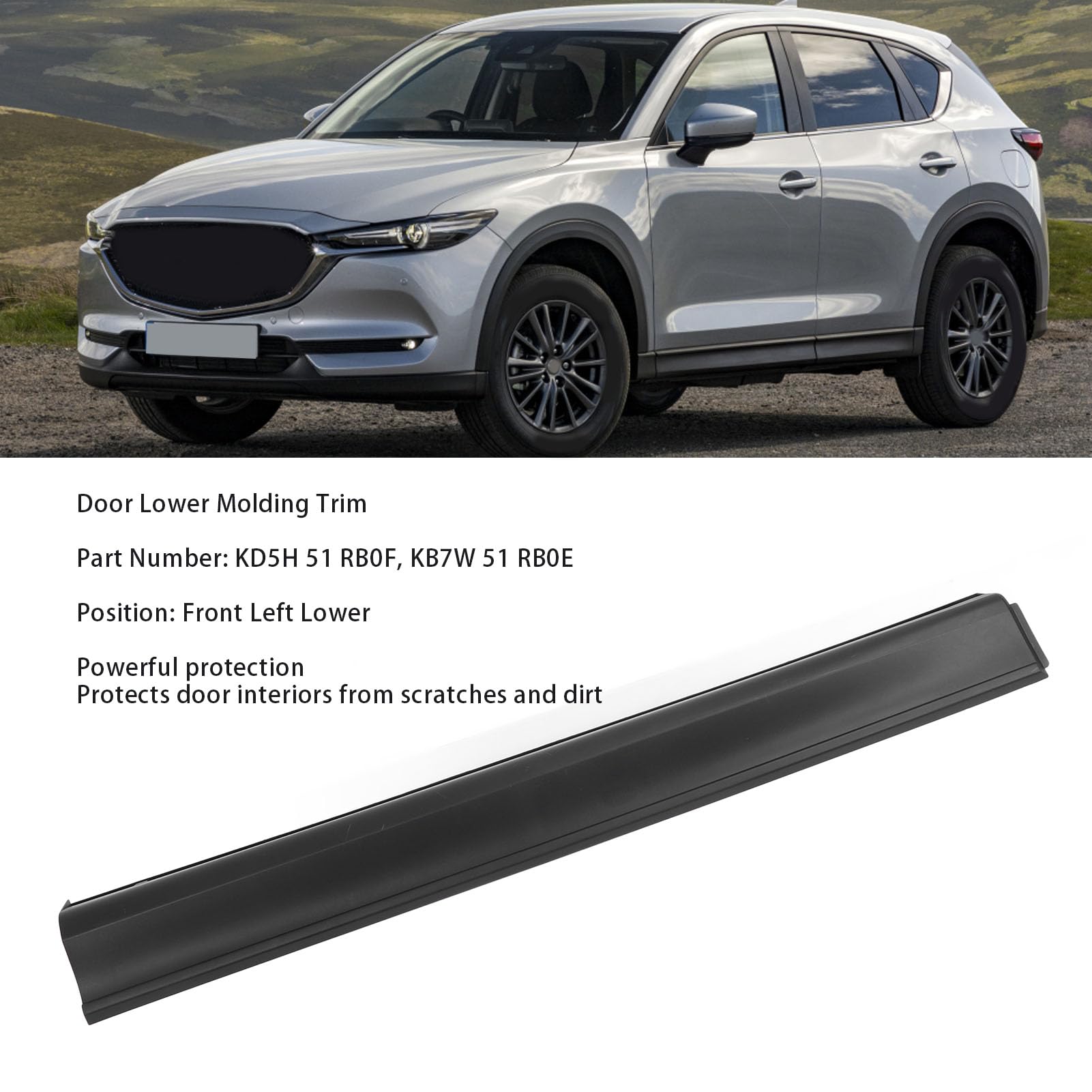 Shkalacar Dolna listwa ozdobna z przodu po lewej stronie, folia ochronna do lakieru, stylowe wzornictwo do ulepszania wnętrza CX-5 2017-2021 w kolorze czarnym