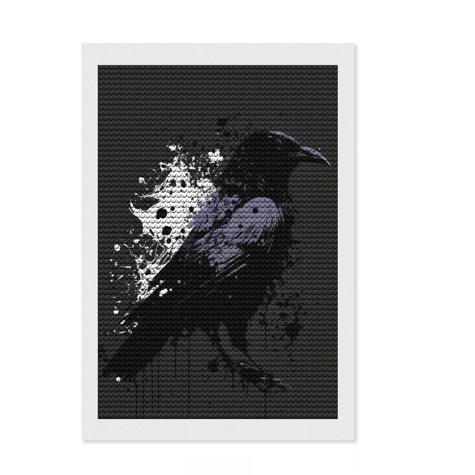 Junmoney Crow Diamond Art Kit 8"x12", Easy Handmade Project, Nice Detail and Sparkle, Office Decor, Birthday Gift, Easy to Enjoy