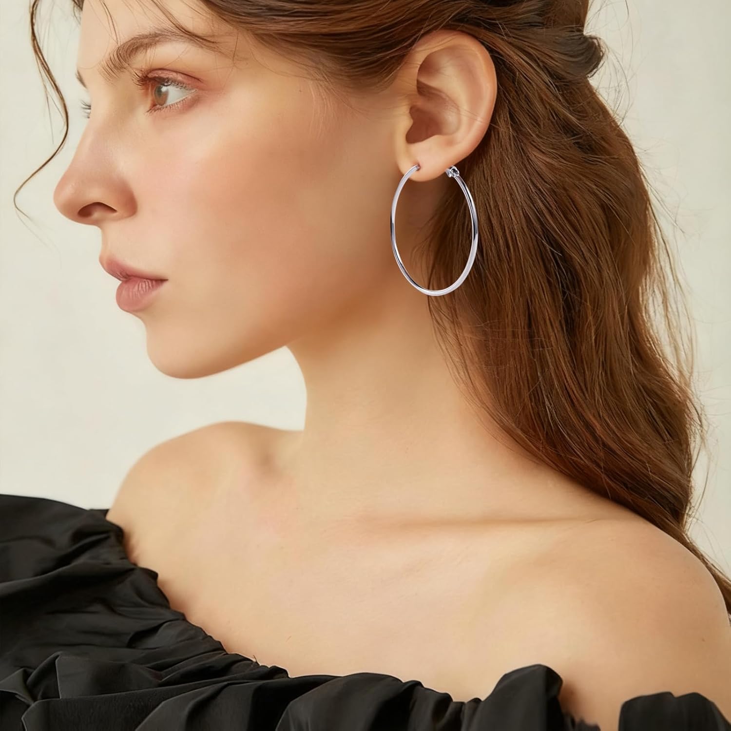 Hypoallergenic Lightweight Plated 14K Gold Hoop Earrings for Women Large 925 Silver Titanium Steel Hoops Earrings - Image 6