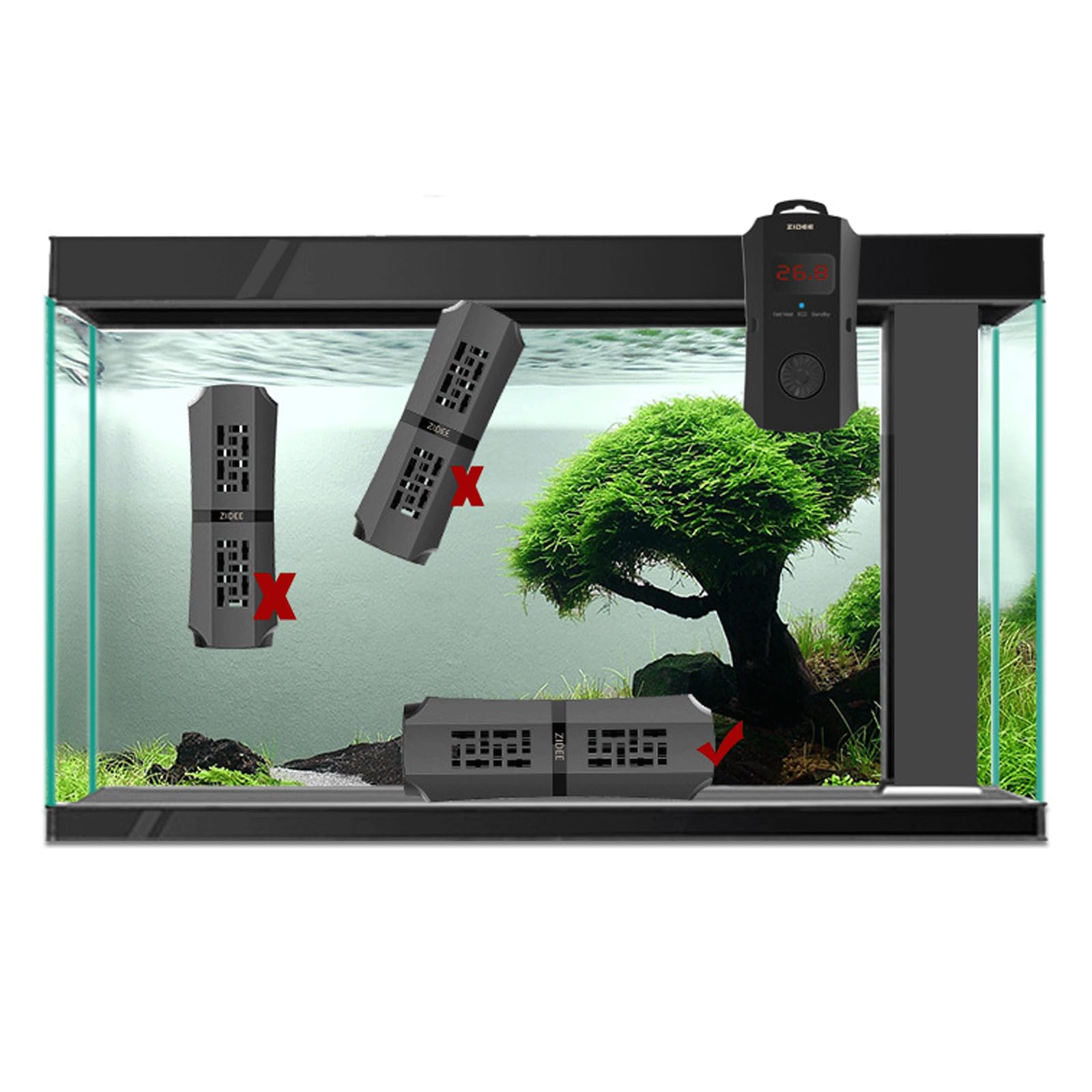 Asta riscaldante per Acquario, riscaldatore Automatico, Mini termostato, Vetro antideflagrante, 75 W