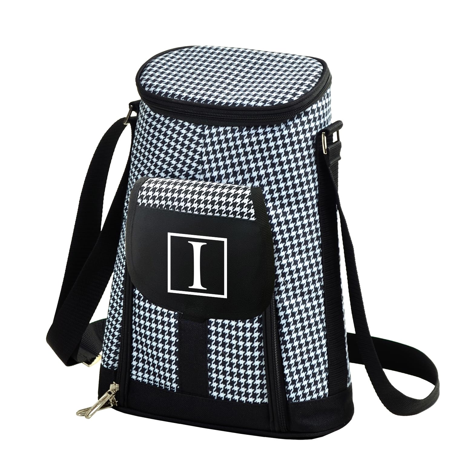 Picnic at Ascot Personalized Monogrammed Stylish 2 Bottle Insulated Wine Tote Bag with Cheese Board, Knife and Corkscrew