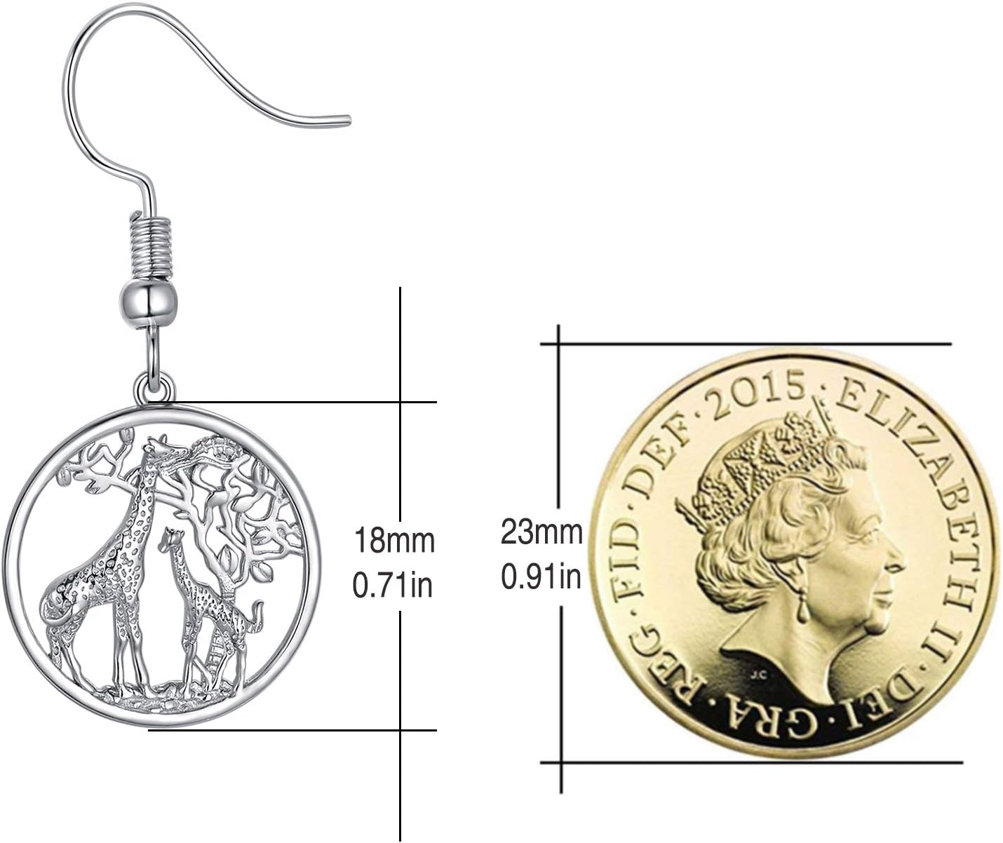 Giraffe Drop Earrings S925 Sterling Silver Animal Dangle Earrings Tree of Life Giraffe Jewelry Gifts for Women Mom Mother's Day Birthday - Image 7