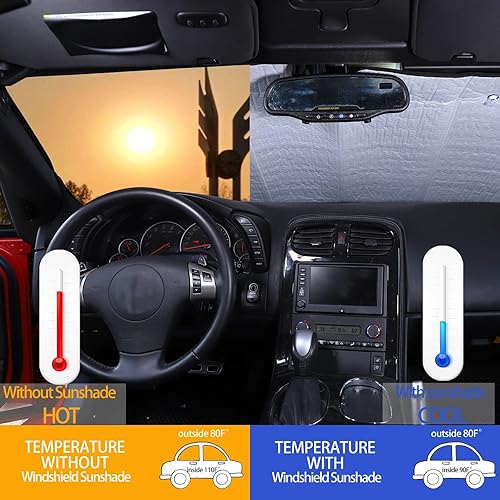 Miniatura 2 de Parasol para parabrisas de automóvil, reflector de rayos UV, compatible con Chevrolet Corvette C6 2005-2013 para ventana delantera, parasol plegable