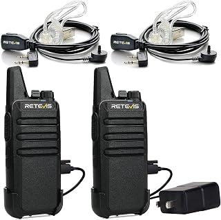 Retevis RT22 Mini Walkie Talkies 2 Pack - Rechargeable VOX Hands-Free Long Range 2-Way Radios with Earpiece for Camping Hiking Family Road Trips (Black)