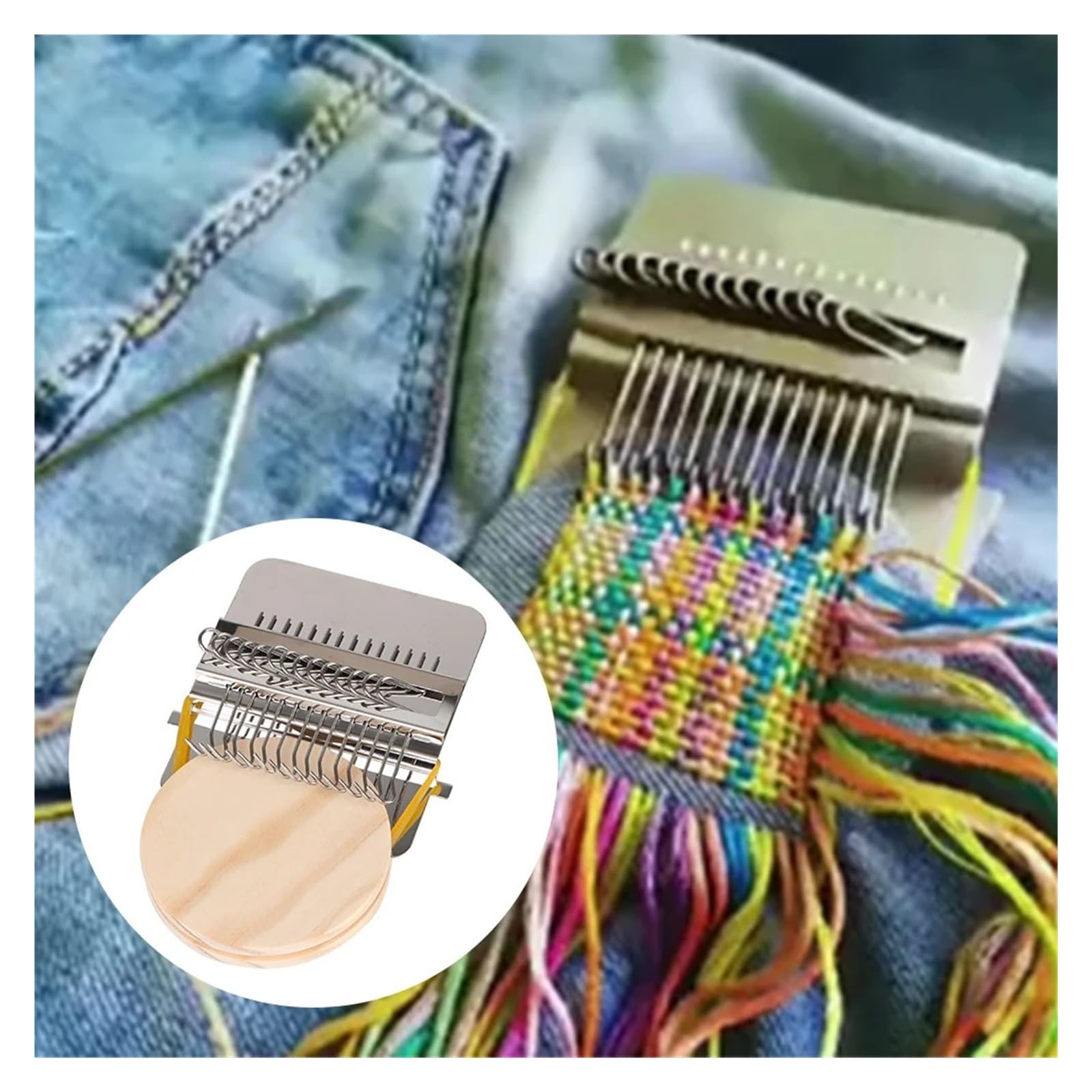 Wooden Darning Loom Weaving Tool for Mending Clothes Jeans Hand Tapestry Knitting Repair Machine Kit (14 pinów)
