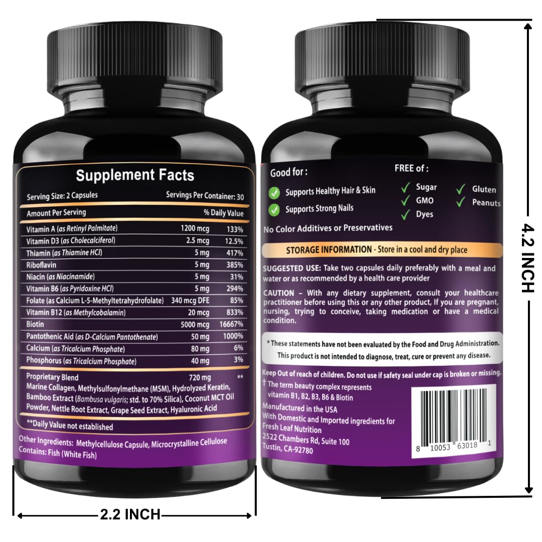 VITBOOST Biotin with Hyaluronic Acid, Collagen and Keratin - 60Ct, 25000mcg — Amazon image 8