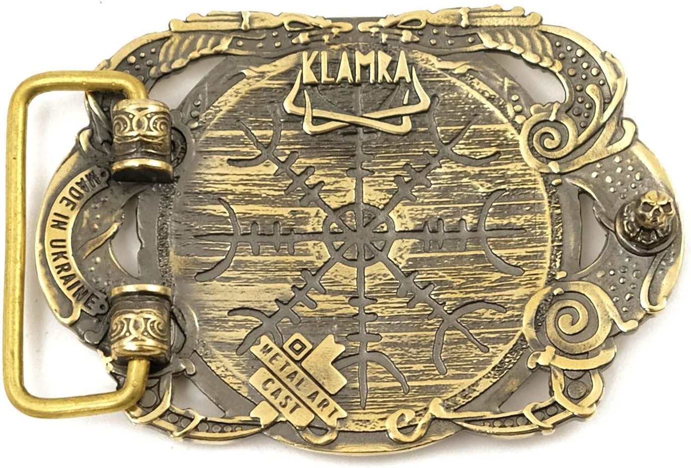 Leather belt with Helm of Awe buckle, Viking Helm of Terror Old Norse Scandinavian Viking Pagan military belt with solid brass buckle