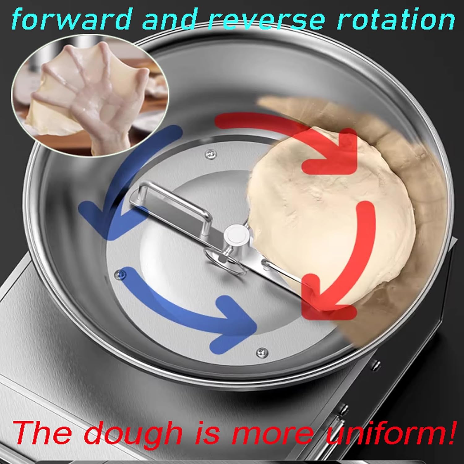 INTBUYING Electric Dough Mixer Machine Bread Pizza Dough Mixer Kneading Machine 110V with Timing Function and Removable Bowl Commercial Home Use 17LB Capacity