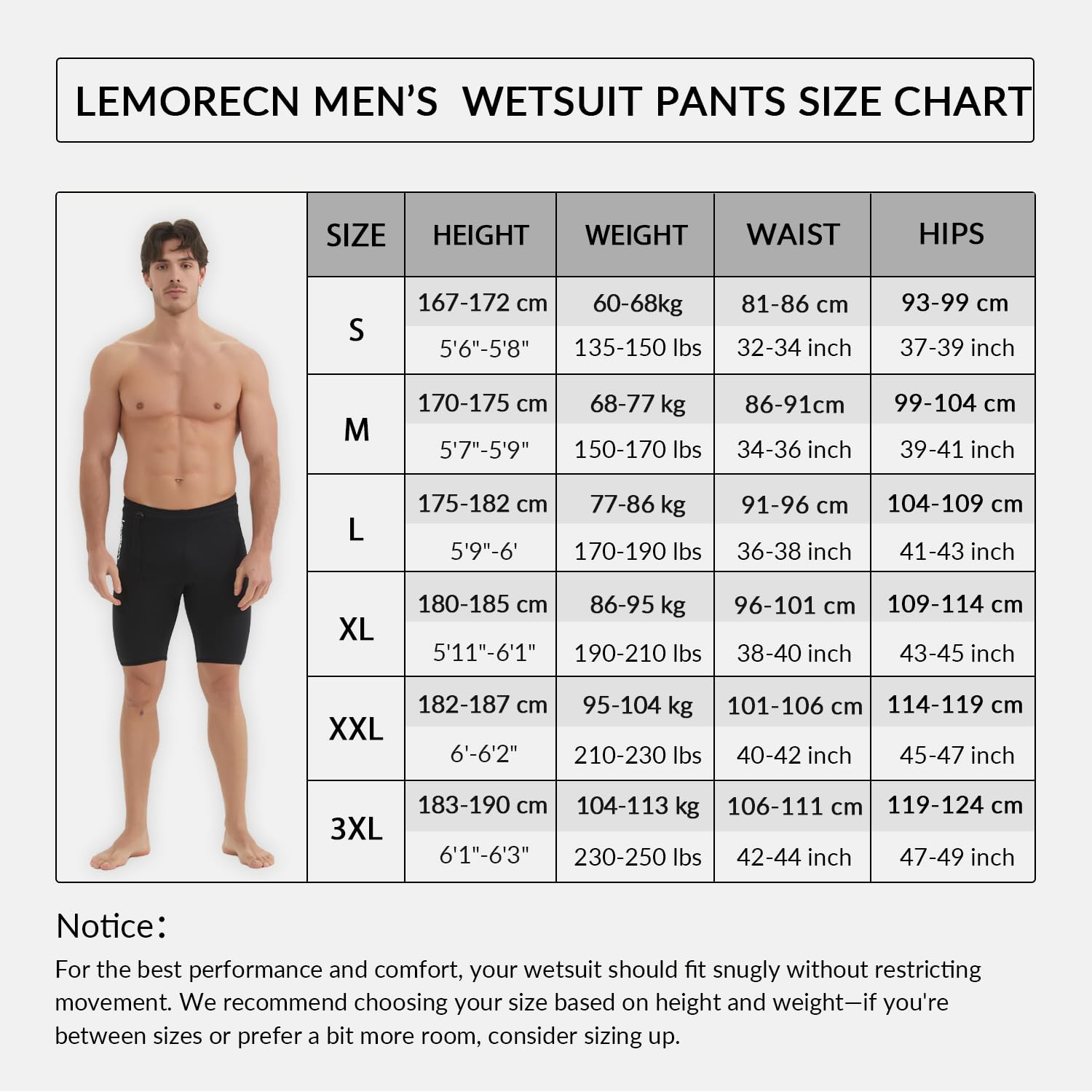 Lemorecn Short de plongée en néoprène 3 mm pour canoë et Natation
