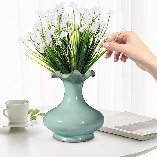 Miniatura 2 de HOMSFOU 6 racimos de rosas pp Oficina Flor artificial Exhibición de boda Flor de plástico Artificial Decorar Mesa Flores Decorativas Camelia Mesa de