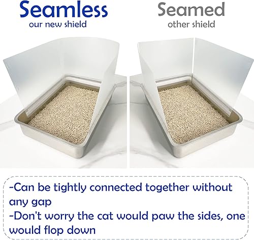 Miniatura 5 de Caja de arena para gatos de gran tamaño, 3 unidades, escudos para orina de lado alto, fácil limpieza, protección antisalpicaduras, caja de arena no