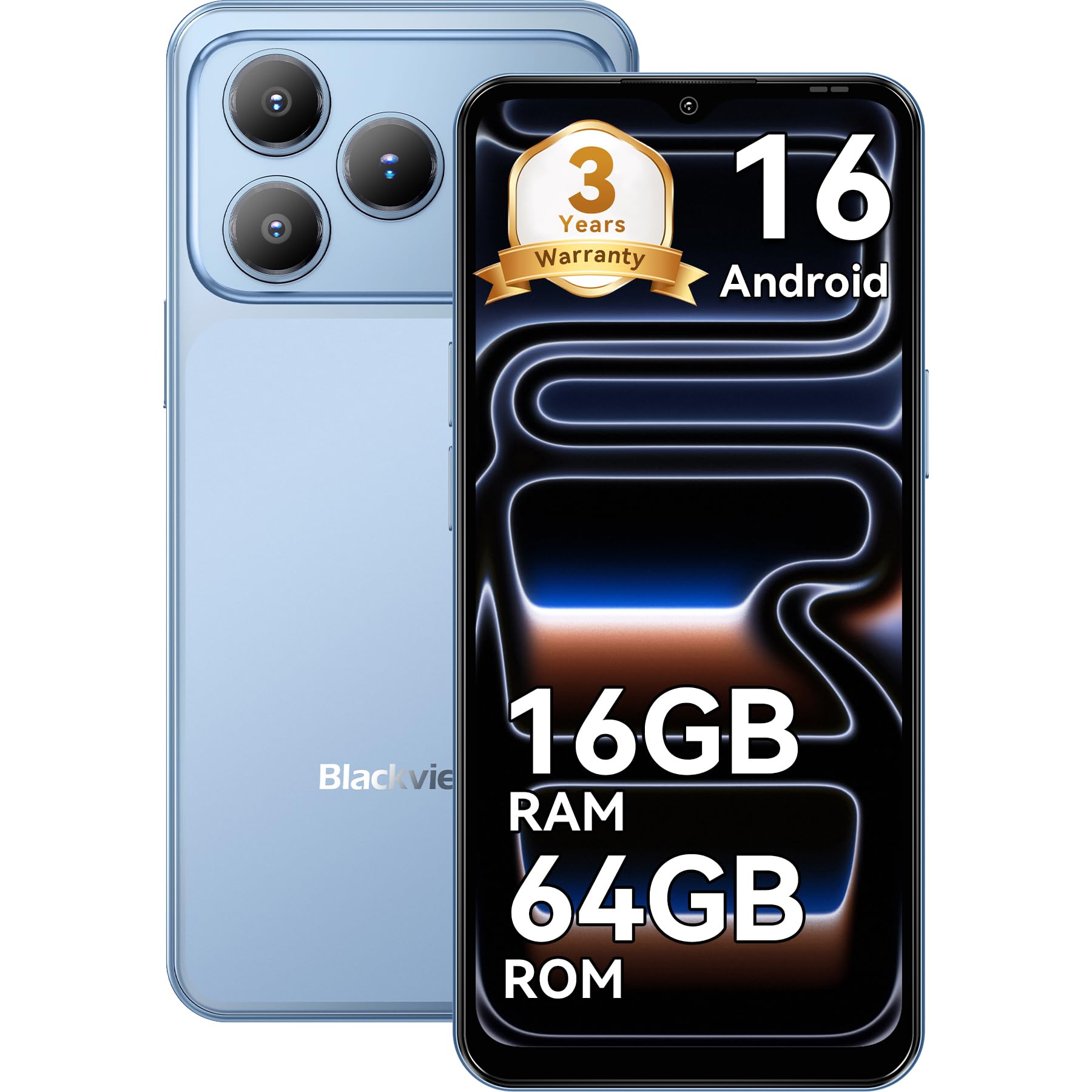 Blackview WAVE 7C Smartphone Offerta Android 16, 32MP+13MP 6.56", 16GB+64GB/2TB TF Cellulari, Telefono Cellulare Offerta 5000mAh/3.5mm/IP54 4G/WiFi 5G/Face ID/3 Slot Eer Carte,3 Anni Garanzia