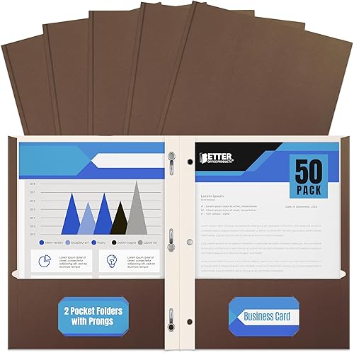 Miniatura 21 de Better Office Products Blue Paper - Carpetas de papel de 2 bolsillos con puntas, paquete de 50, textura mate, carpetas de papel tamaño carta,