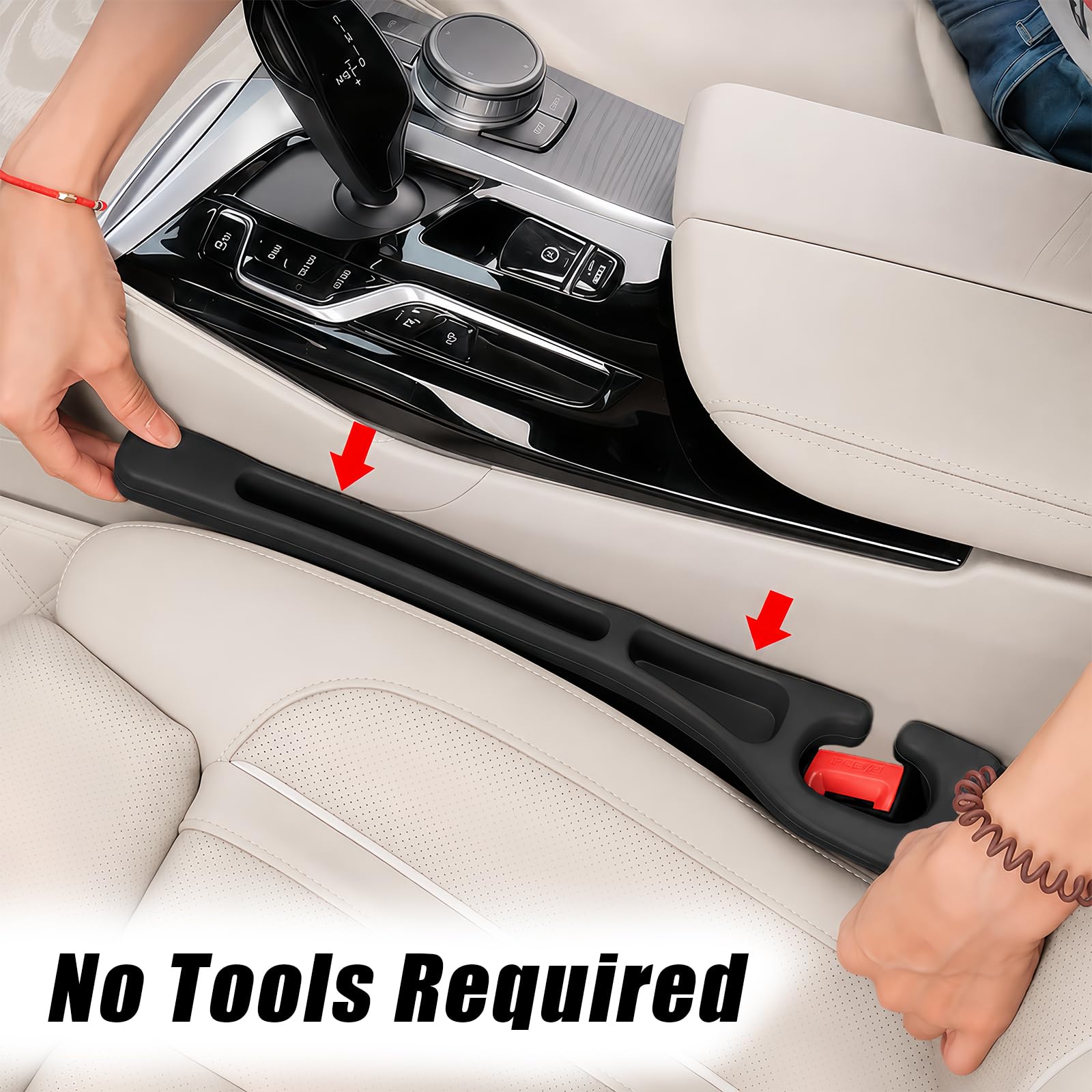 MTABCTY Car Seat Gap Filler Organizer 2 PCS Black Universal Seat Gap Plug Blocker Anti-Drop Console Catcher Phone Keys Storage for Car Truck SUV Auto Accessories Style1 view 6
