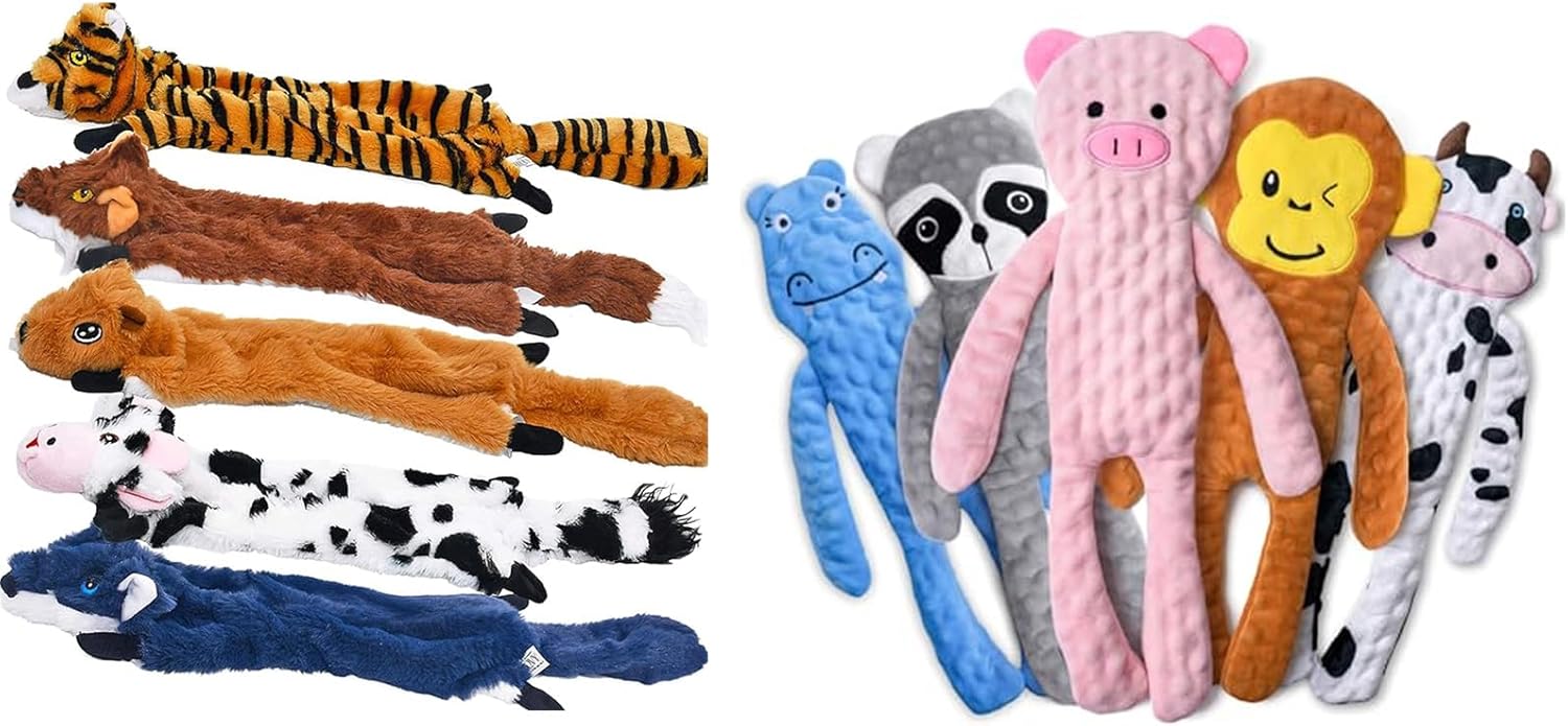 SHARLOVY Dog Squeaky Toys, Pet Crinkle Toy No Stuffing Animals Plush, Dog Chew for Large and Medium, Small Puppy Teething for Boredom