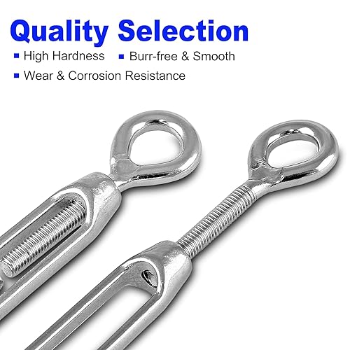 Miniatura 4 de suiwotin 5 tensores de gancho y ojo M6 de acero inoxidable 304 kit de accesorios para tensores de cuerda de alambre