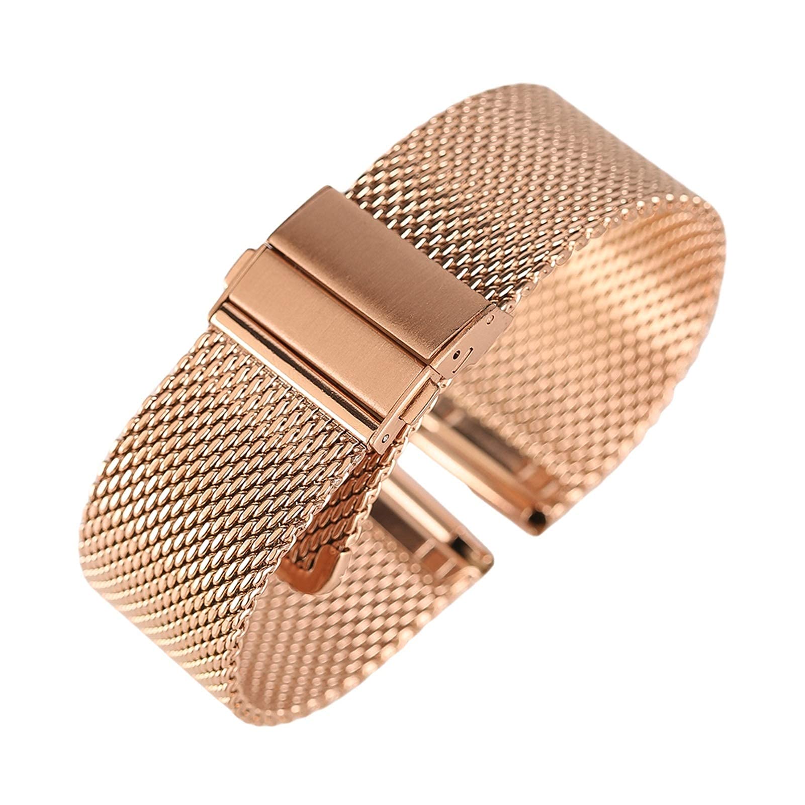 Correa de Reloj Negro/Plata/Oro Rosa 18 mm/20 mm/22 mm Correa de Reloj Malla Correa de Acero Inoxidable Cierre Plegable Relojes Pulsera de Repuesto (Plata 20 mm)