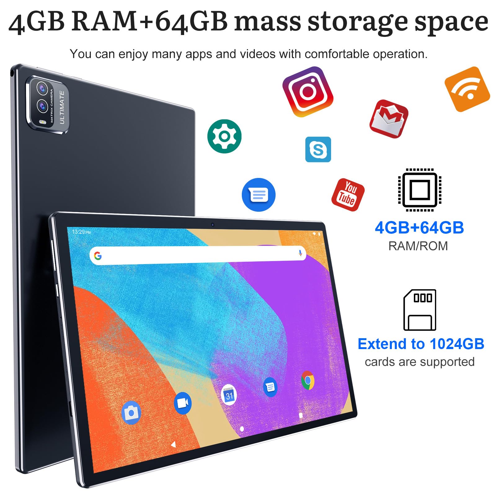 Amazon.com : 2 in 1 Tablet with Keyboard 10 Inch Android Tablets