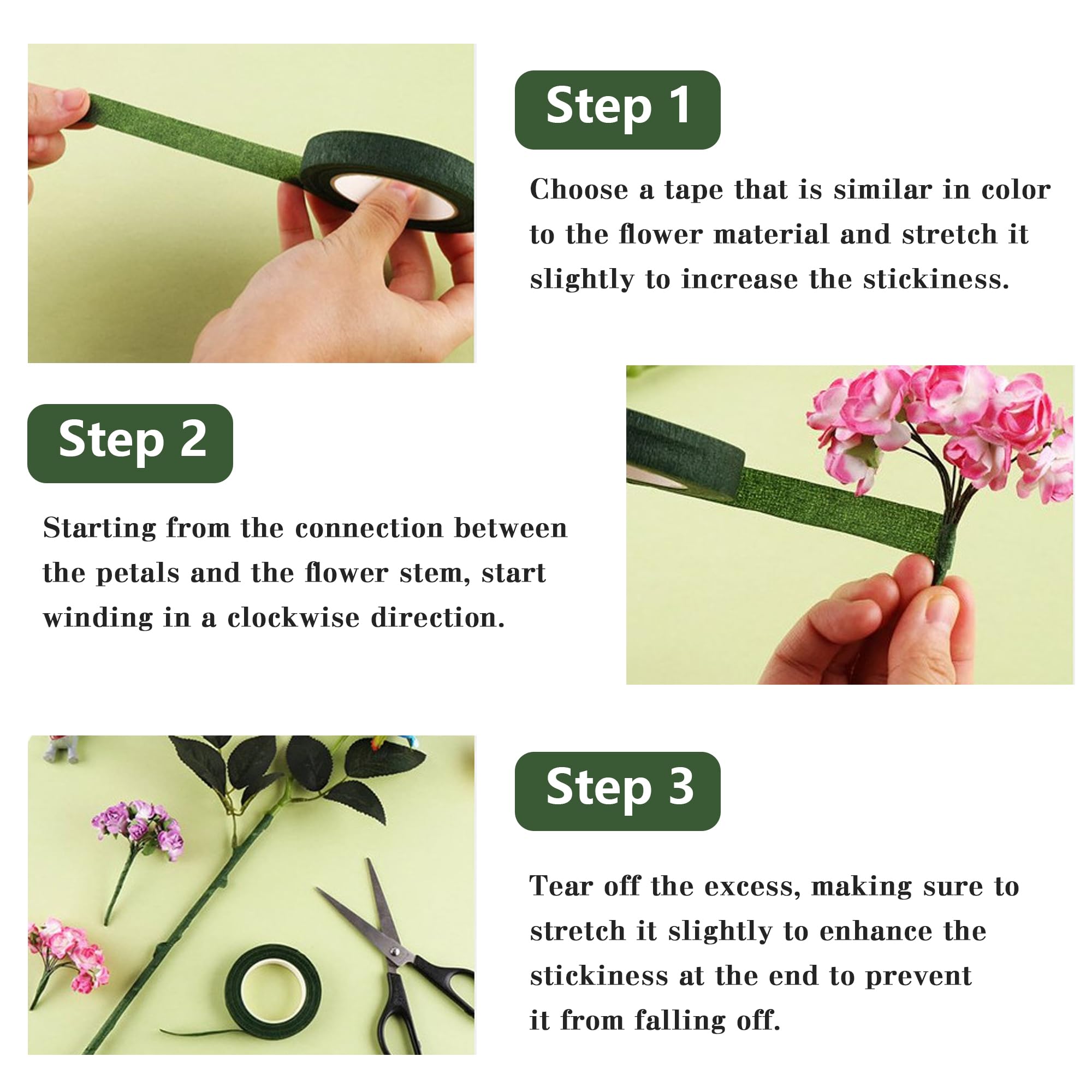 Rybtd Lot De 7 Fils Arrangement Floral 0,7mm + Rubans Et Coupe-fil - Kit Complet Fleuriste Vert