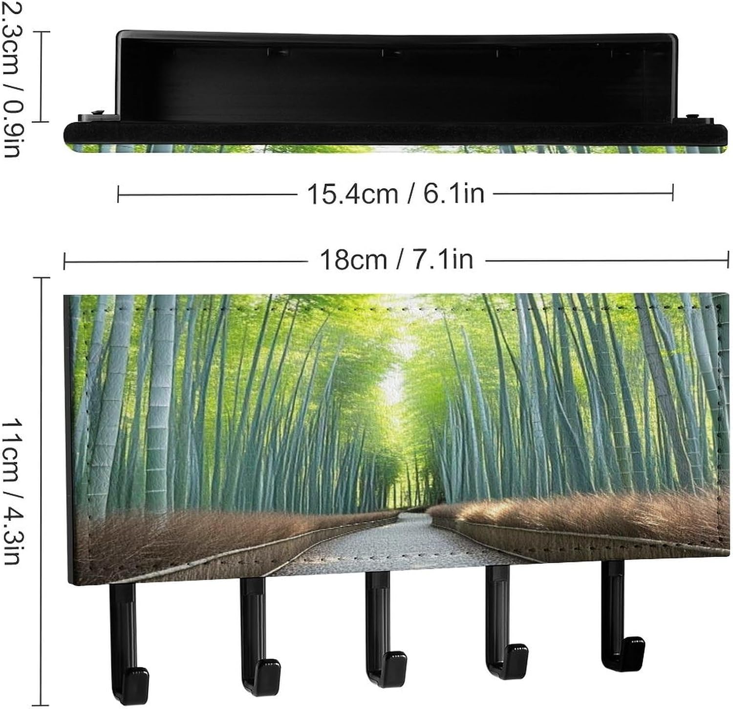 Key Holder Wall Mount Key Hanger with 5 Hooks, Decorative Key Rack | Bamboo Growth Hanging Key Hooks with Mail Organizer for Wall Living Room Kitchen Bathroom Hallway
