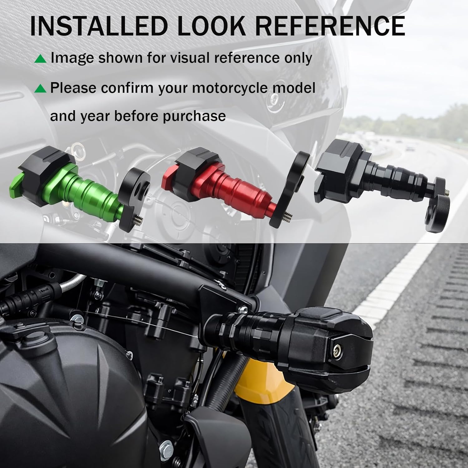 Frame Slider Replacement for Kawasaki ZX6R ZX-6R ZX 636 2024 2025, CNC Aluminum Motorcycle Protector Crash Pad Falling Protection Accessories(Black)