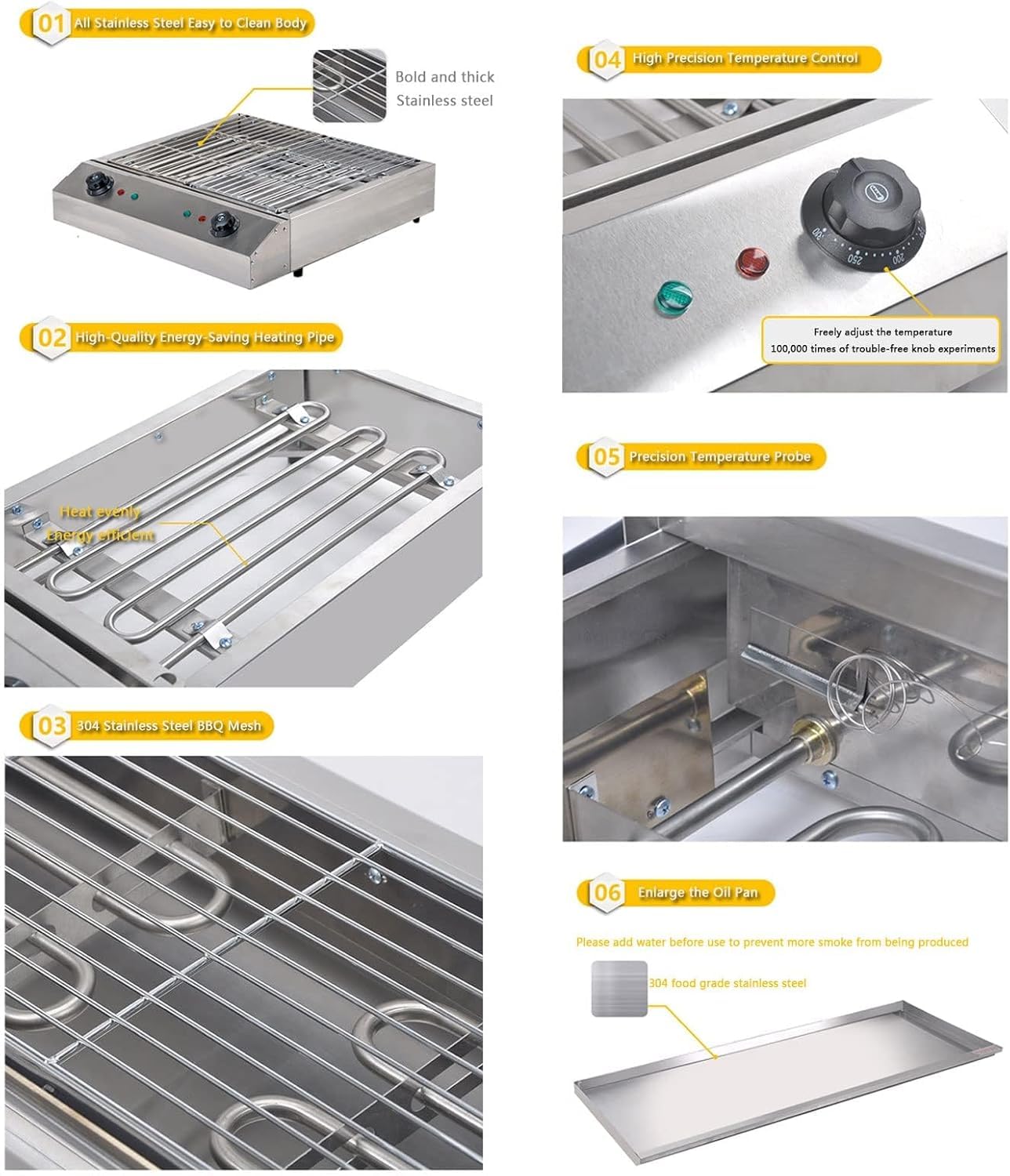 Elektryczny Grill Stołowy Elektryczny Bezdymny Przenośny Grill Bbq Grill Do Gotowania W Pomieszczeniach Z Tacką Ociekową Wypełnioną Wodą Kontrola Temperatury, Jpx D282