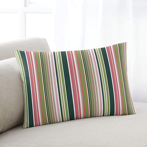 Fundas de almohada decorativas a rayas de color rosa degradado, fundas de cojín suaves y acogedoras para sofá, automóvil, dormitorio, rectangular,
