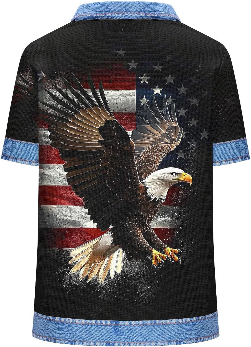 Henley Shirts for Women V Neck Button Short Sleeve Flag Graphic Tops Casual BOH Tees Independence Day Shirt