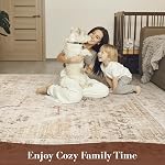 MontVoo-Area Rug 5X7 Rugs for Living Room-Beige Machine Washable Rug-Soft Living Room Rug-Vintage Non Slip Carpet-Rugs for Bedrooms Dining Room Living Room Office